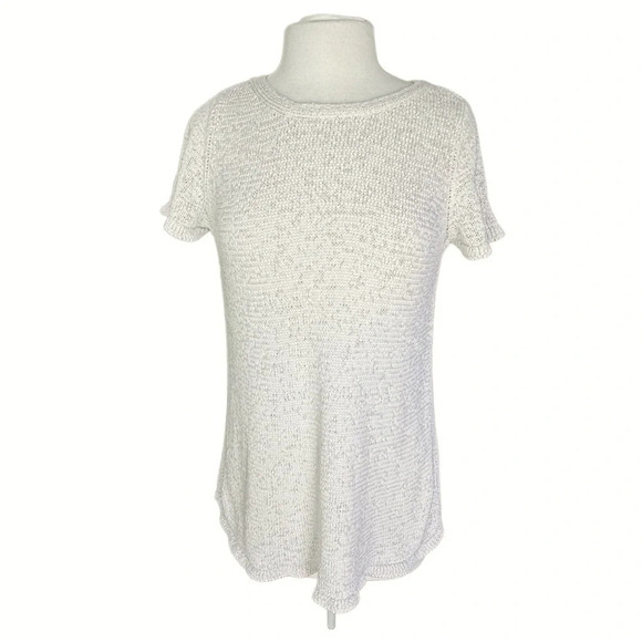 Eileen Fisher Ivory Organic Cotton and Nylon Ribbon Yarn Sweater Top. Large - Picture 3 of 11